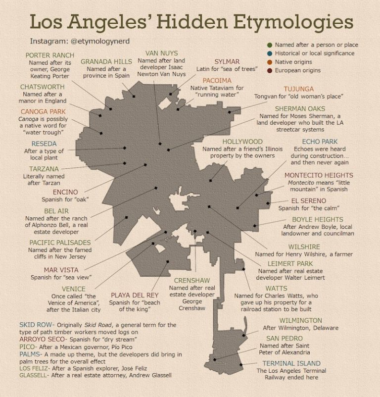 This Neat Map Reveals The Origins Of The Neighborhood Names In L.A.