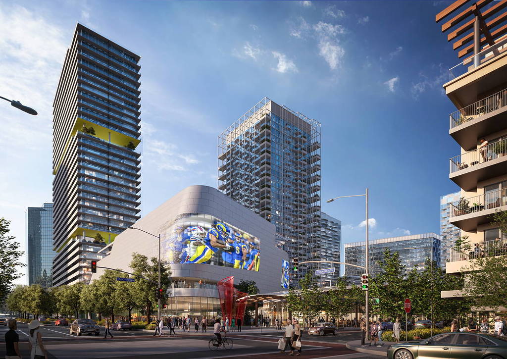 Das Bild zeigt das „Rams Village“, eine neue Anlage im Warner Center