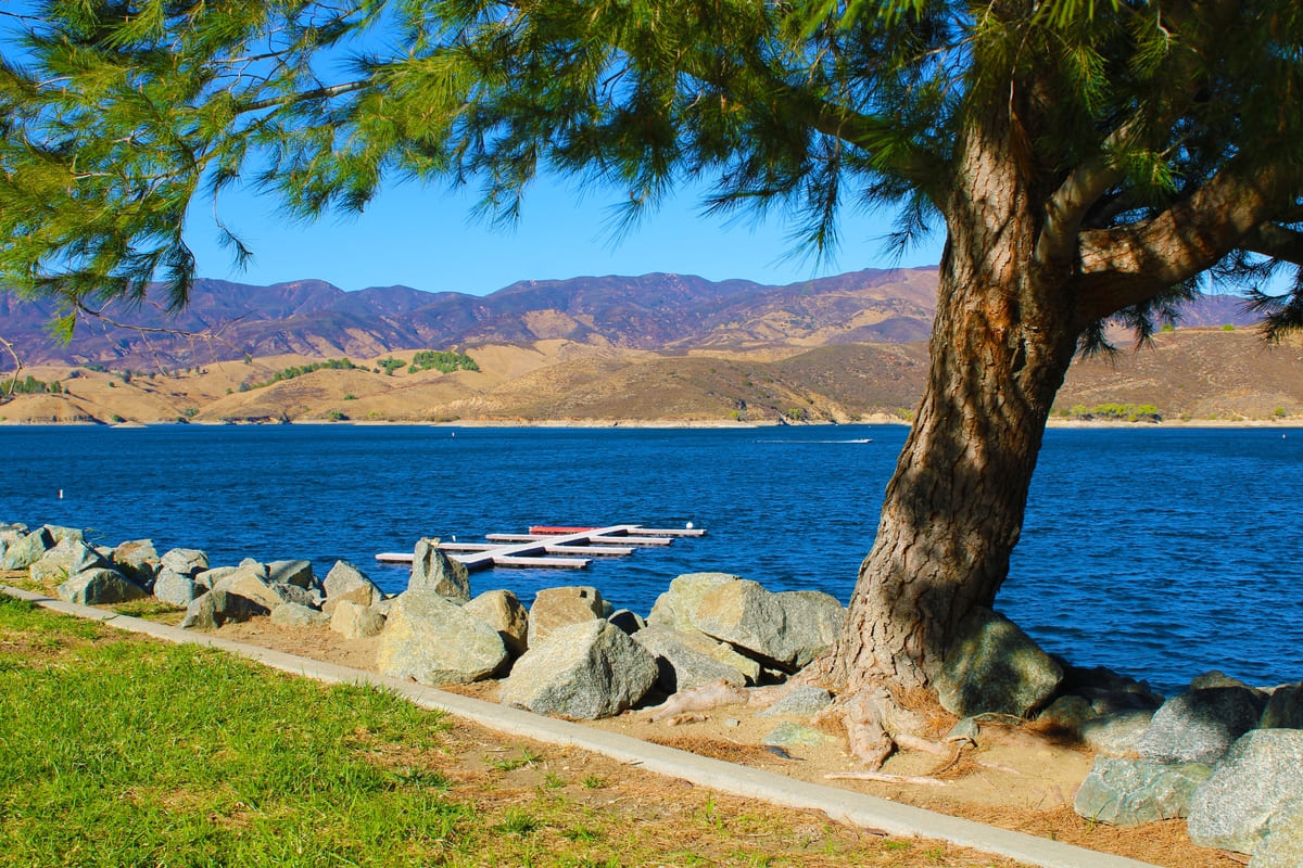 Colorful boats at Castaic Lake