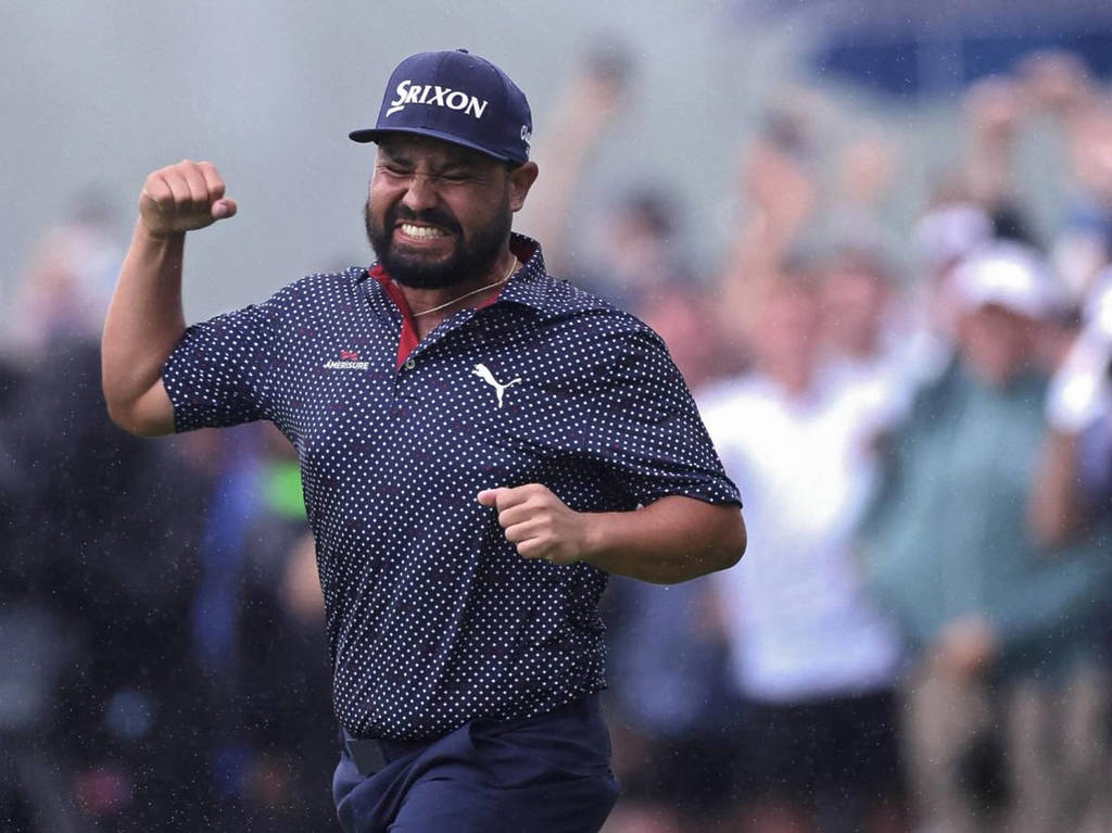 L'image montre JJ Spaun remportant l'US Open de 2025