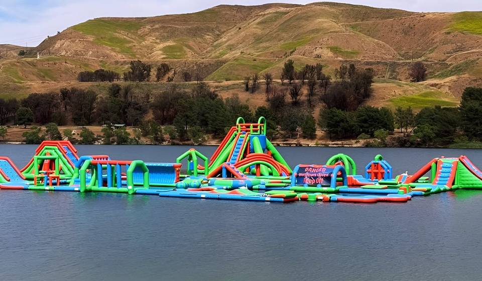 This Massive Floating Water Park Is Hiding At L.A. County’s Biggest Lake — It’s The Largest In SoCal