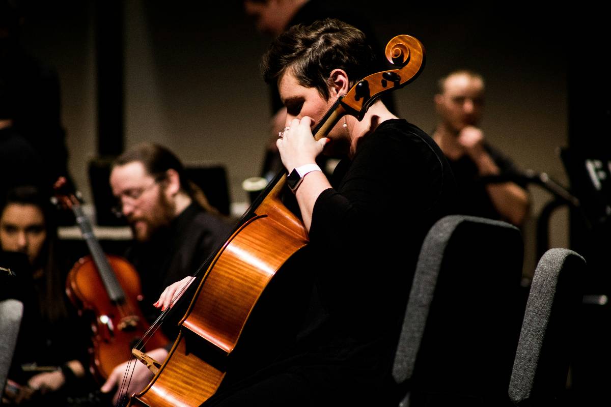 An orchestra performing at a classical music concert