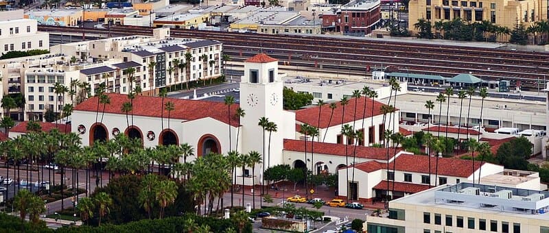 Exterior of Union Station in LA.