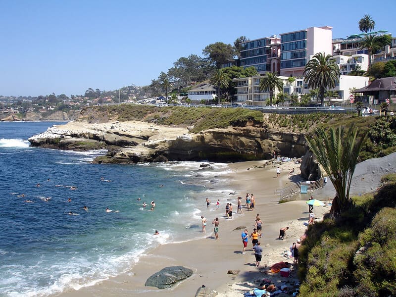 People on the beach at La Jolla Cove, San Diego