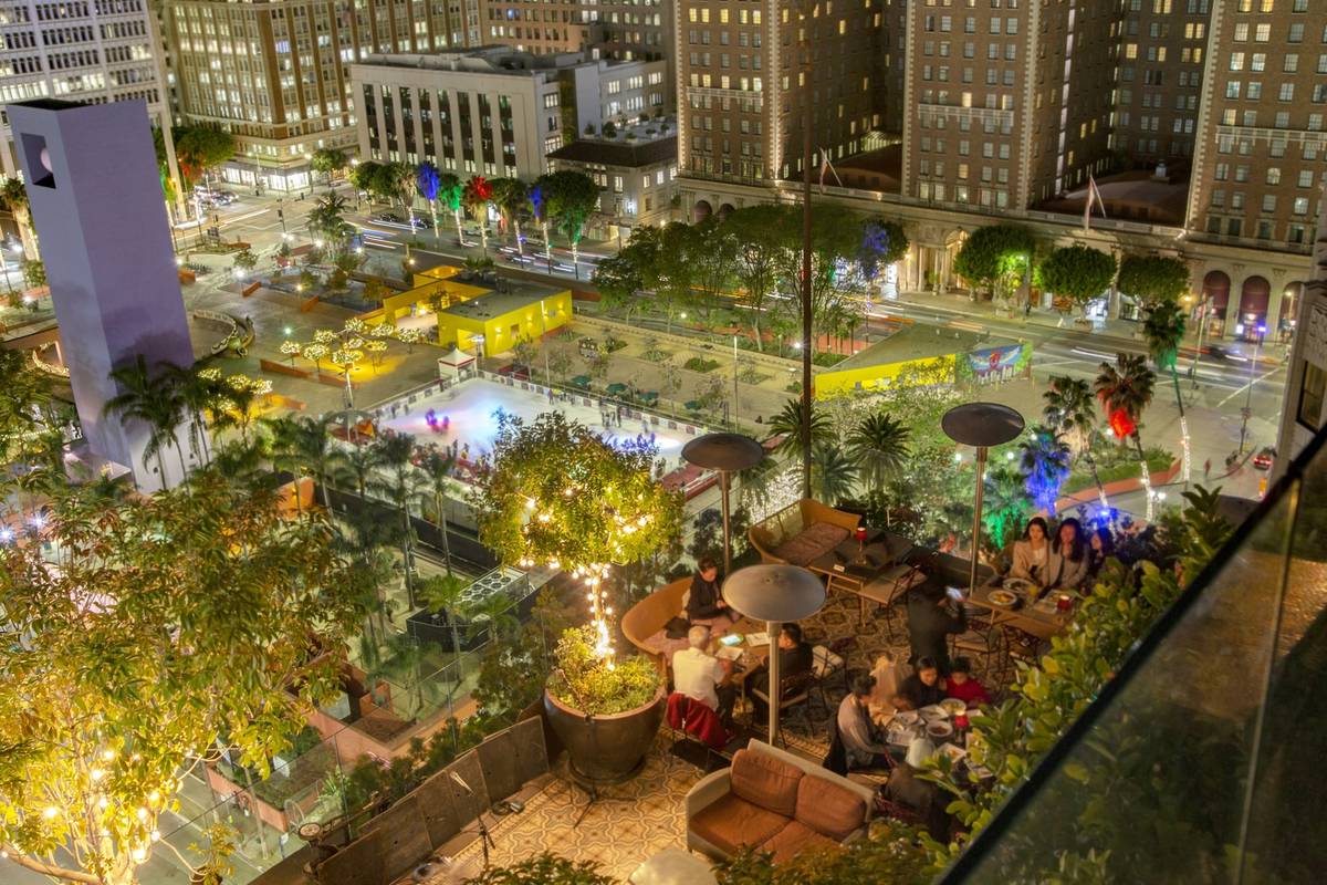 A view from above Perch LA at night