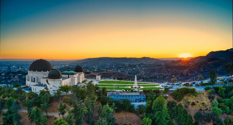 Griffith Observatory at sunset.