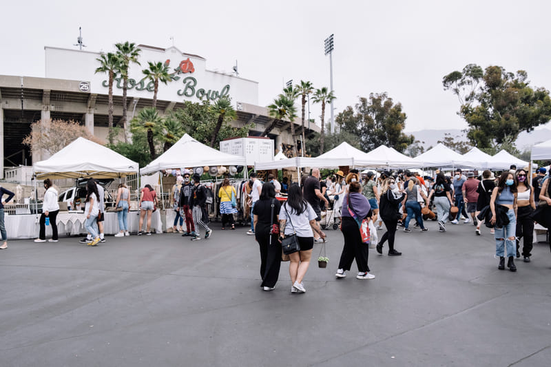 People gather at Rose Bowl Flea
