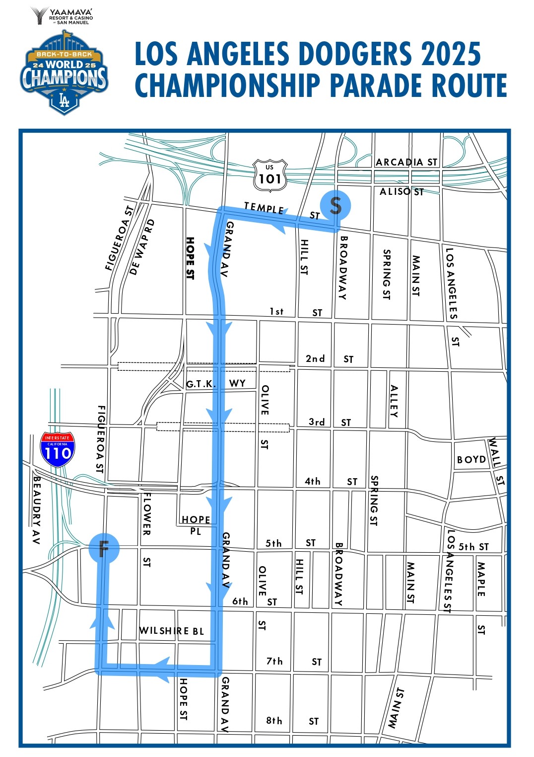Dodgers World Series Parade route