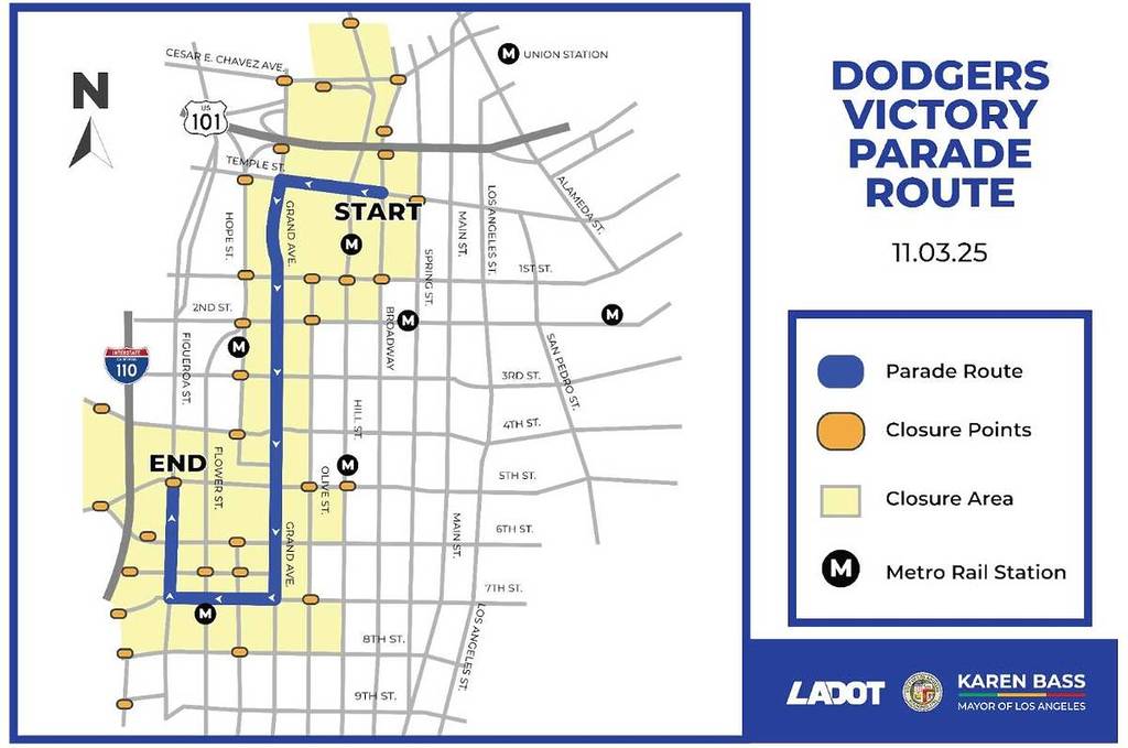 Lacc Routing Map Monday Dodgers Parade In Los Angeles: Route & How To Stream