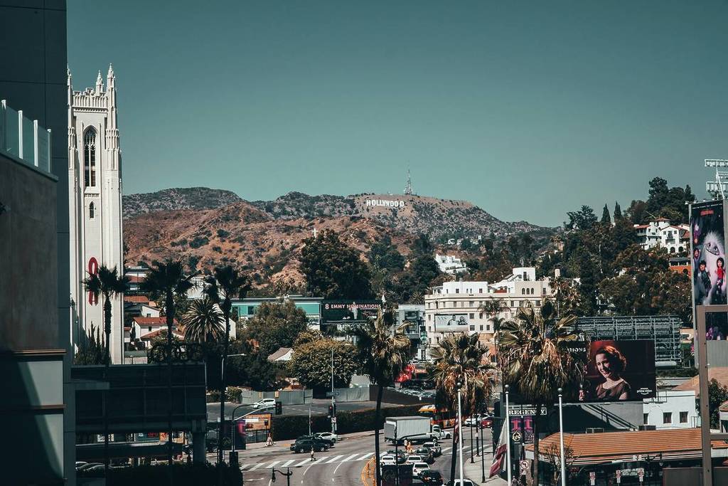 View of the Hollywood sign.