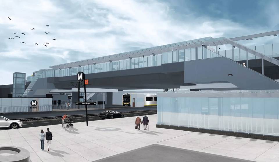 The Futuristic Van Nuys G Line Station Reaches Milestone As Elevated Ramp Skeleton Rises — On Track To Open In Late 2027