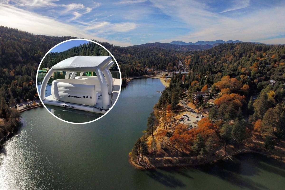 1.5 hours from L.A.: This serene alpine lake just reopened its summer beach, featuring a giant aquapark and new floating cabanas with food service