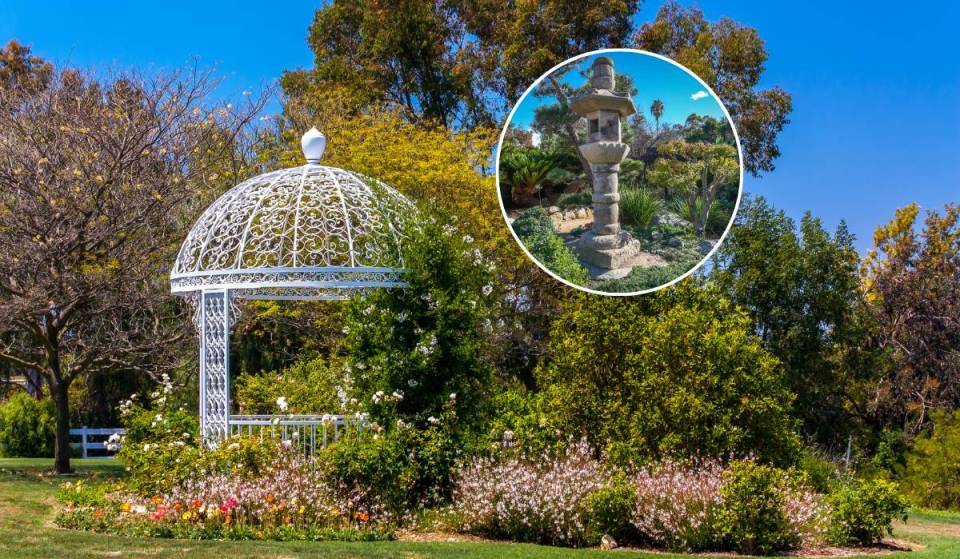 A menos de una hora de Los Ángeles se encuentra un jardín costero de 87 acres que cuenta con más de 2.500 especies diferentes de plantas y linternas japonesas de piedra de 200 años de antigüedad
