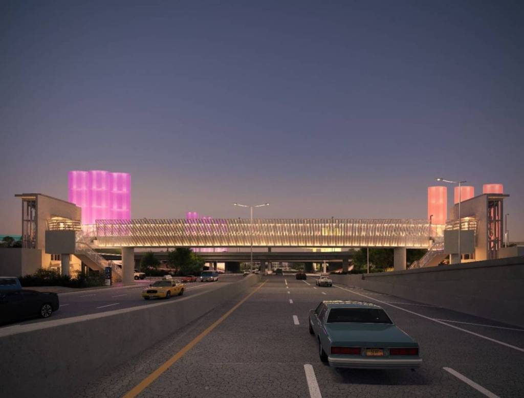 Conceptual rendering of the completed pedestrian bridge spanning Sepulveda Boulevard.