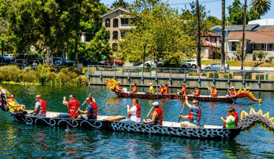 L.A.’s 45th annual Lotus Festival returns to Echo Park Lake this weekend, featuring dragon boat races, food, and free admission