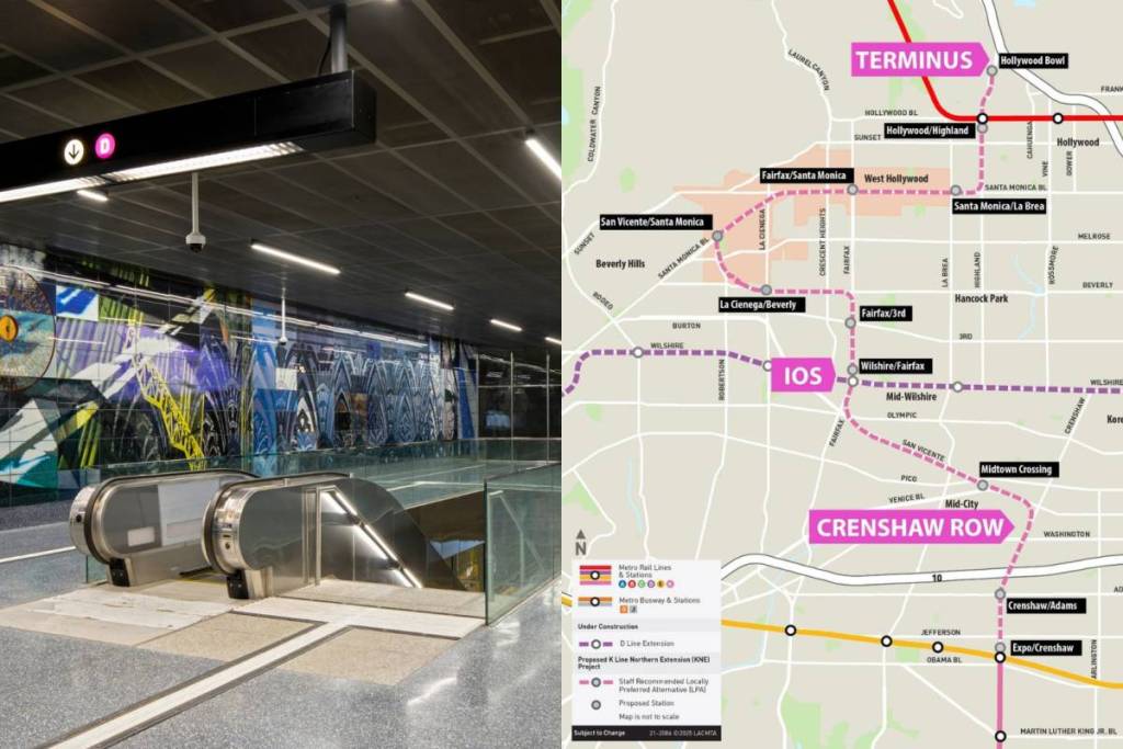 Station de métro La Brea/Wilshire et futur tracé de la ligne K