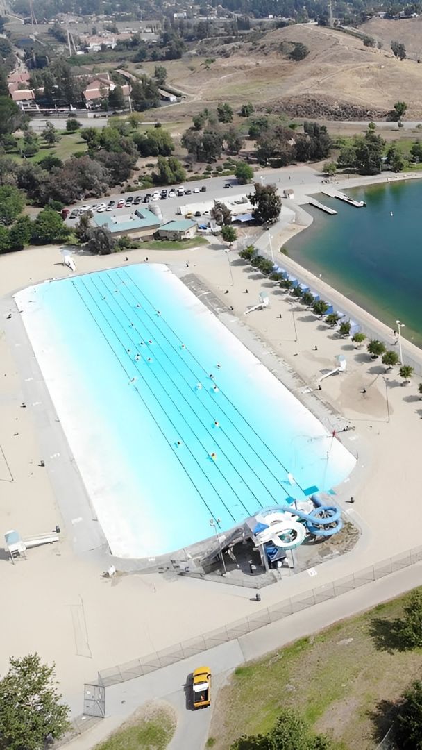 Just 30 minutes from L.A. and for under $5, Angelenos can beat the heat at America’s largest swimming pool — a 1.5-acre urban oasis built for 3,000 swimmers 
