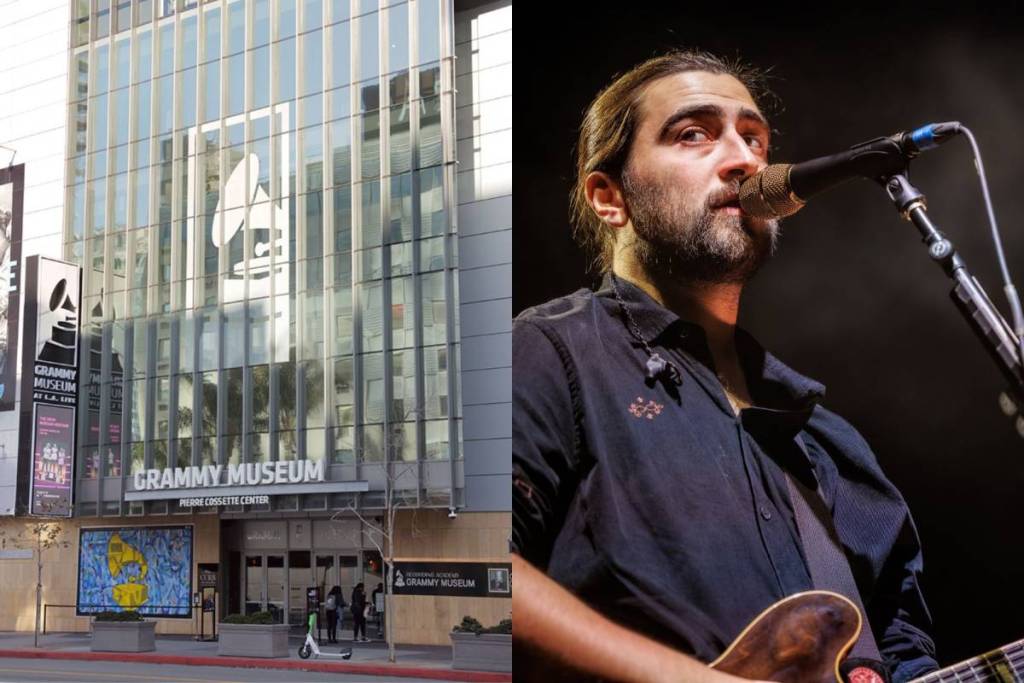 Noah Kahan et l’extérieur du Grammy Museum