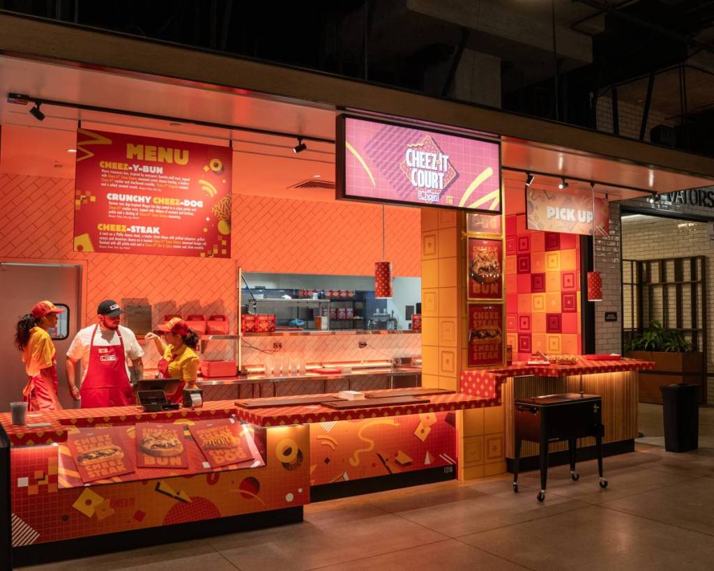 cheez-it court at westfield topanga mall counter with food ordering menu and pick up counter