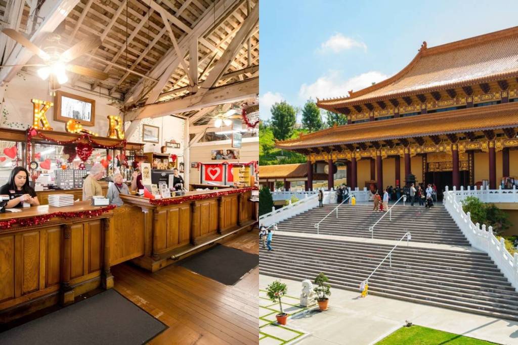 King Richards Antique Center interior and Hsi Lai Temple staircase