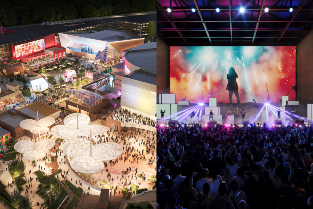 Visualisierungen der OCVIBE-Konzerthalle.