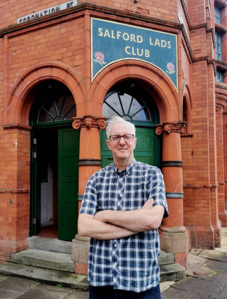tony outside salford lads club