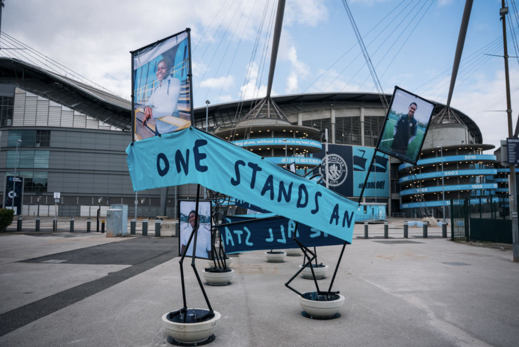 we stand together installation outside etihad stadium