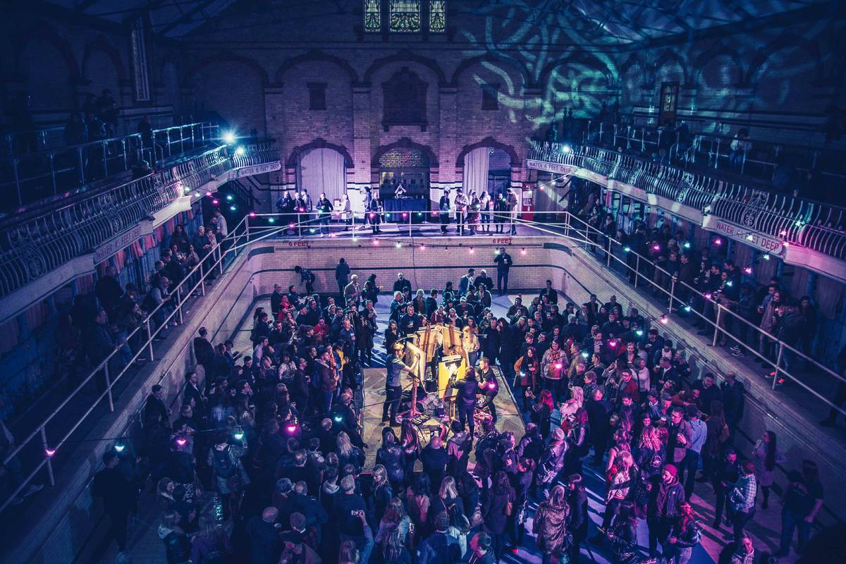 art battle event inside victoria baths in manchester