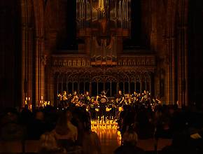 Manchester’s striking architectural gems are transforming into an immersive concert setting for Candlelight – featuring layers of local history at Hallé St Peter’s and Manchester Cathedral