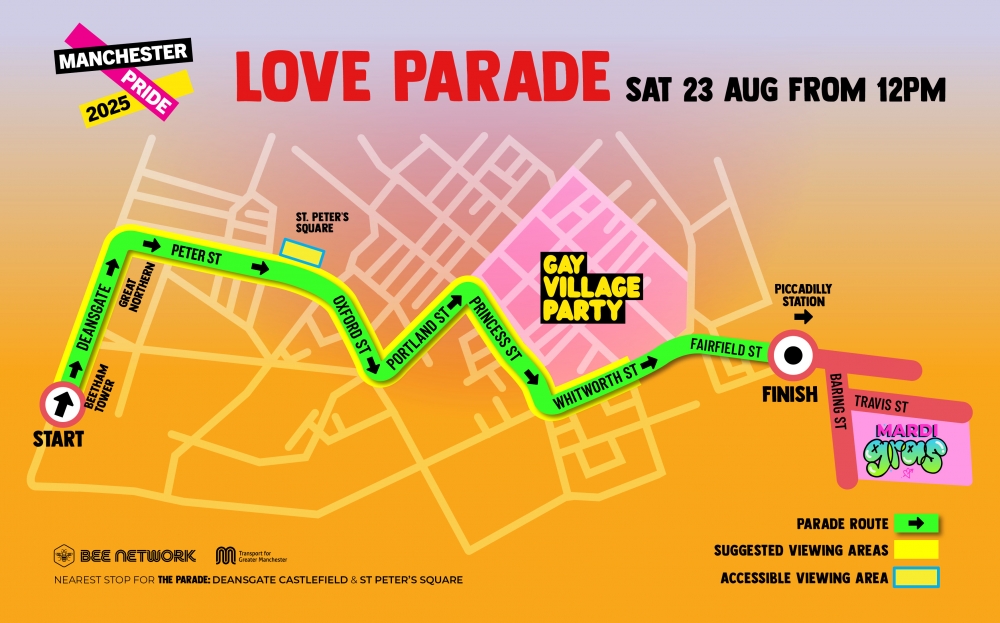 manchester pride parade map