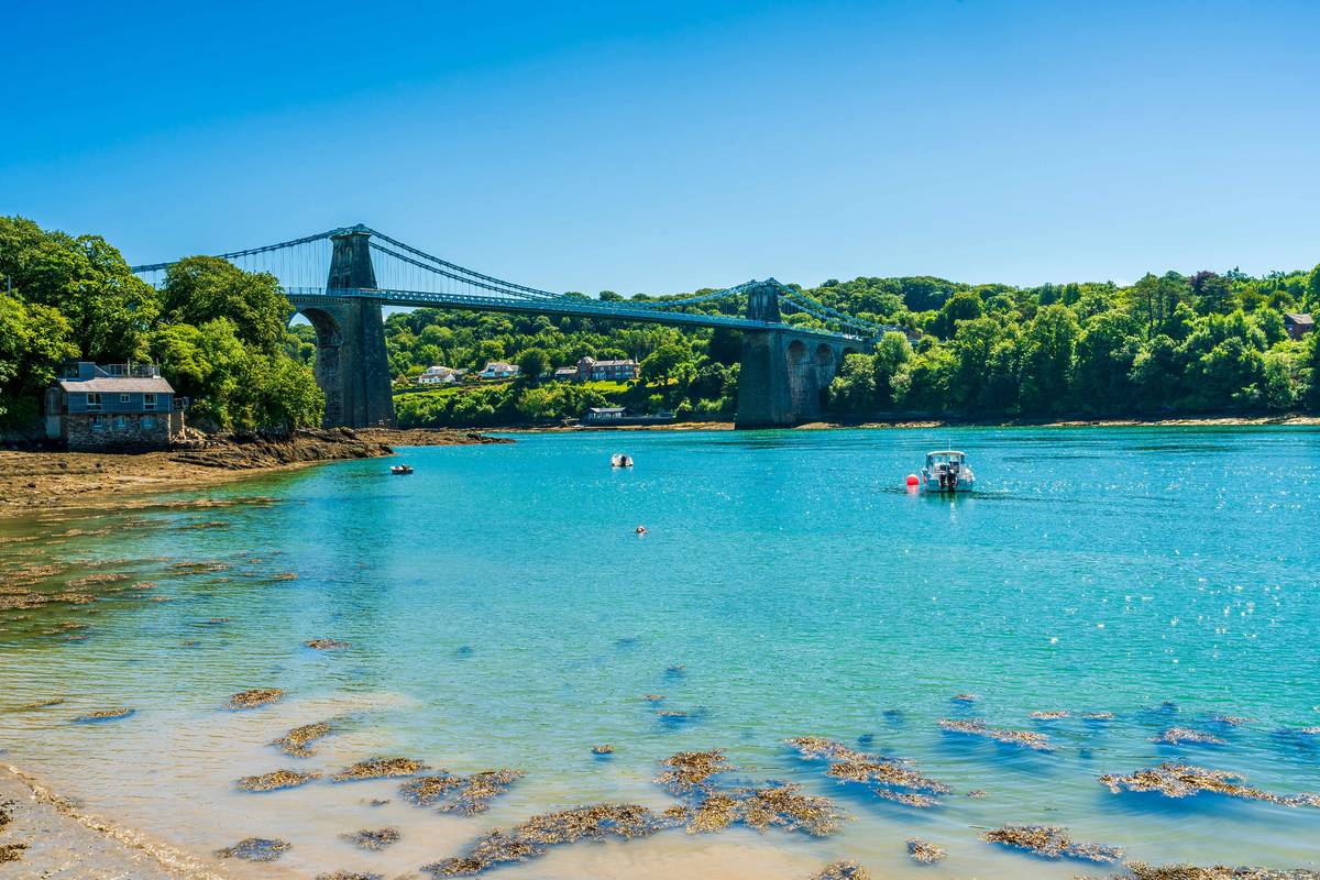 menai suspension bridge blue water longest village name