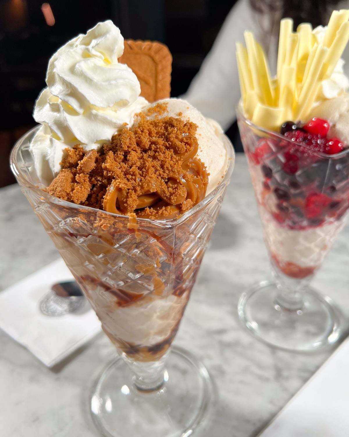 biscoff and berry sundaes at pizza express