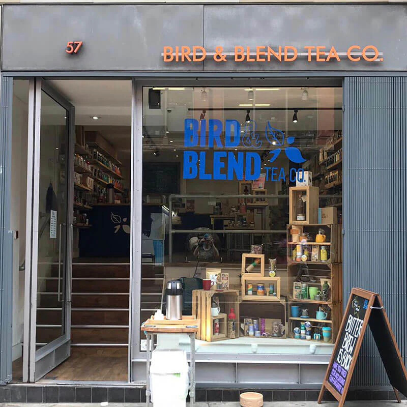 outside bird and blend tea co store in manchester
