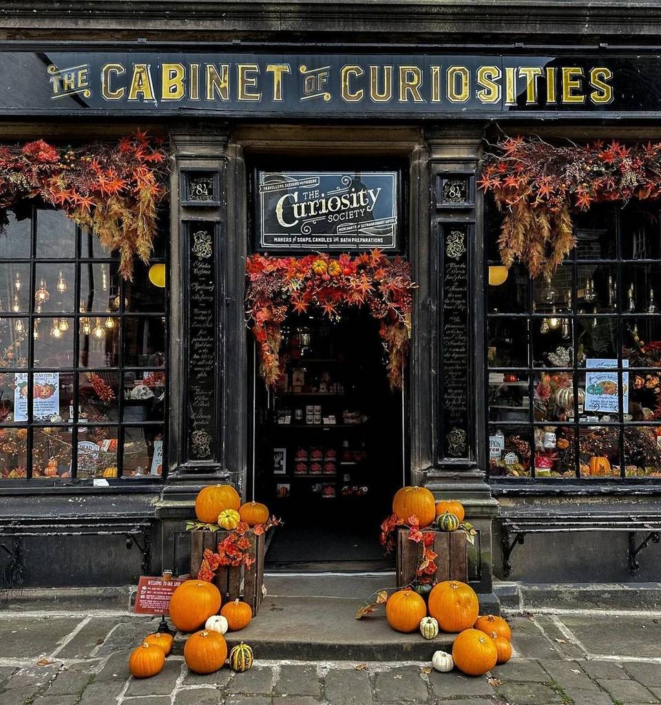 haworth cabinet of curiosities shop with pumpkins in front