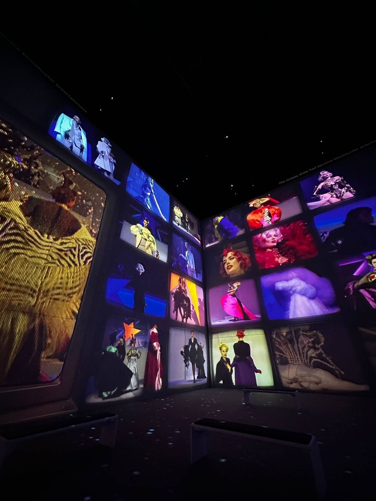square projections on wall for vogue exhibition