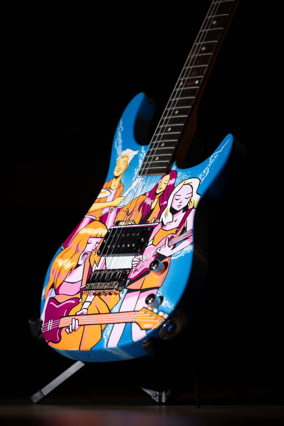 loose articles decorated guitar close up