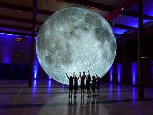 A breathtaking 7-metre moon replica using 500,000:1 NASA imagery has arrived in Manchester, with free entry & a specially composed soundtrack