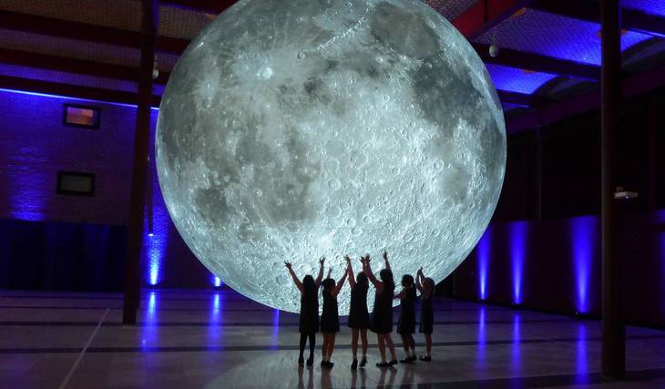 A breathtaking 7-metre moon replica using 500,000:1 NASA imagery has arrived in Manchester, with free entry & a specially composed soundtrack