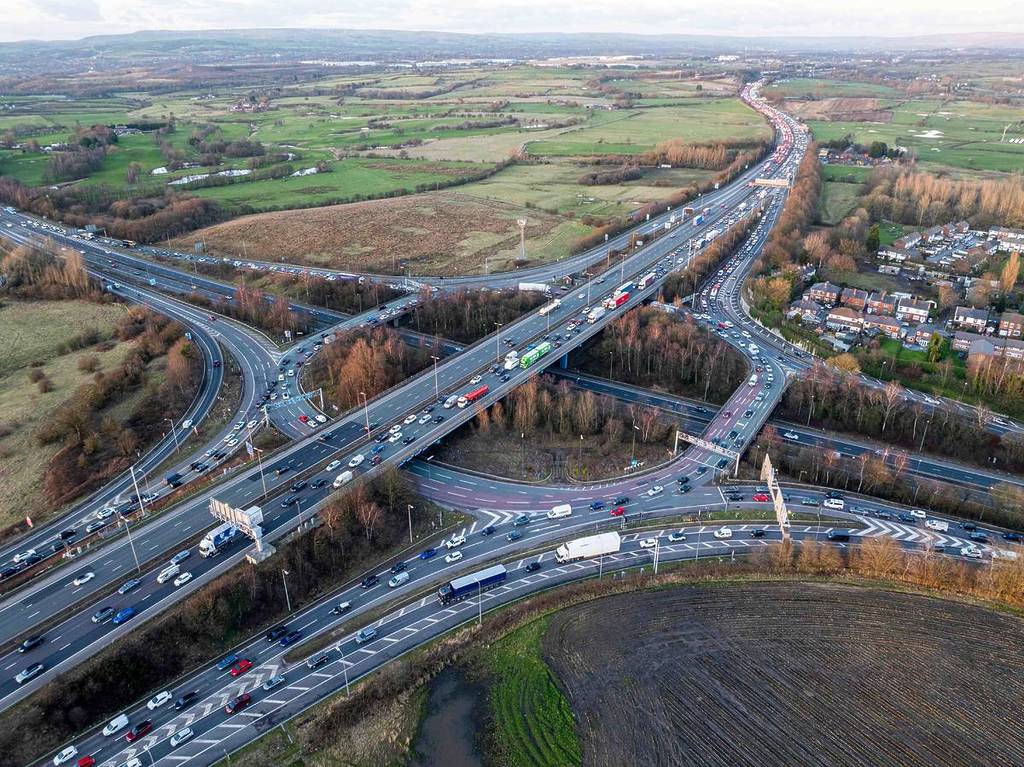 view of simister island interchange from above