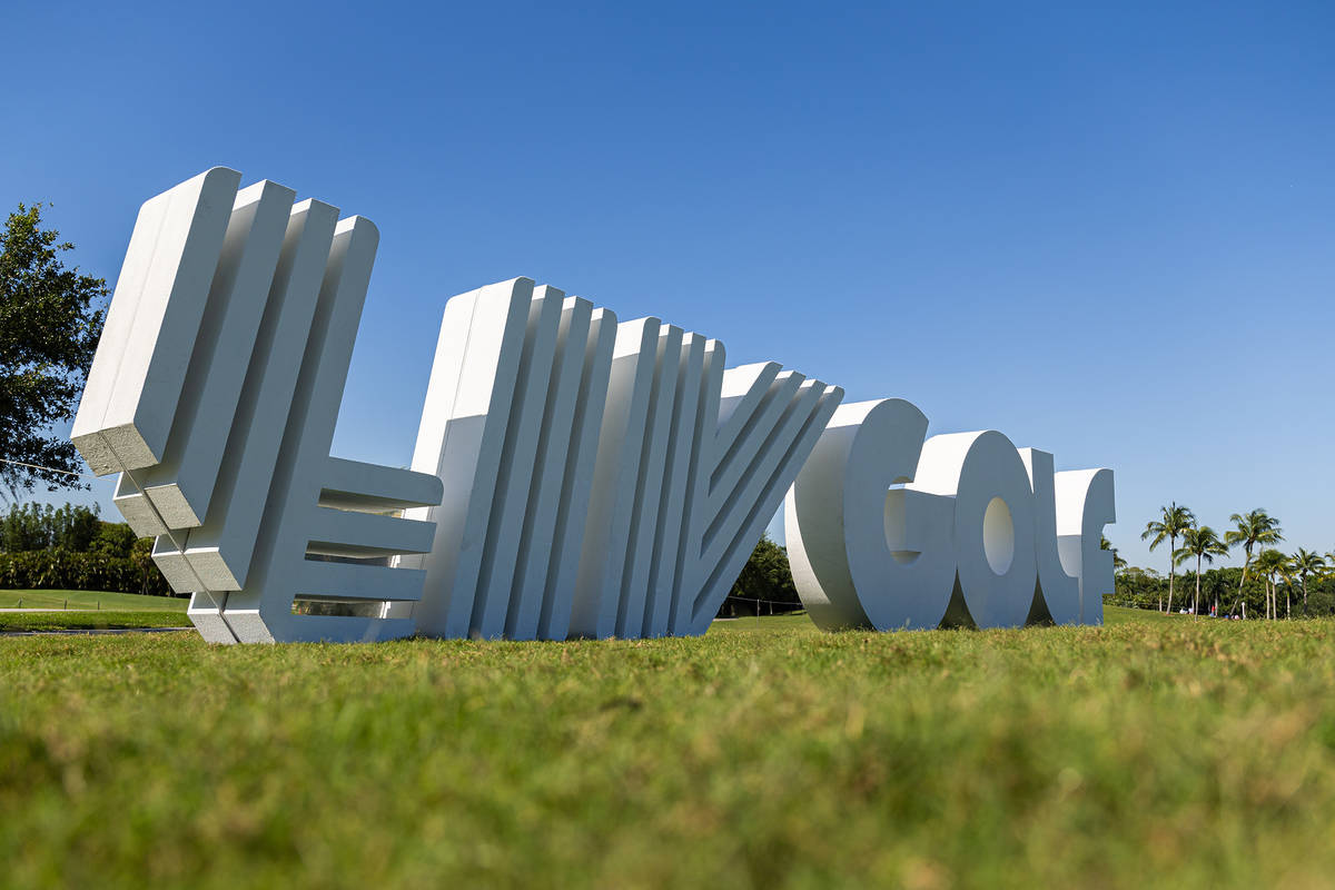 a giant logo of LIV Golf