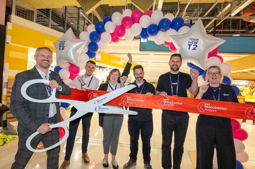ribbon cutting at manchester airport terminal 2 lounge partly opening