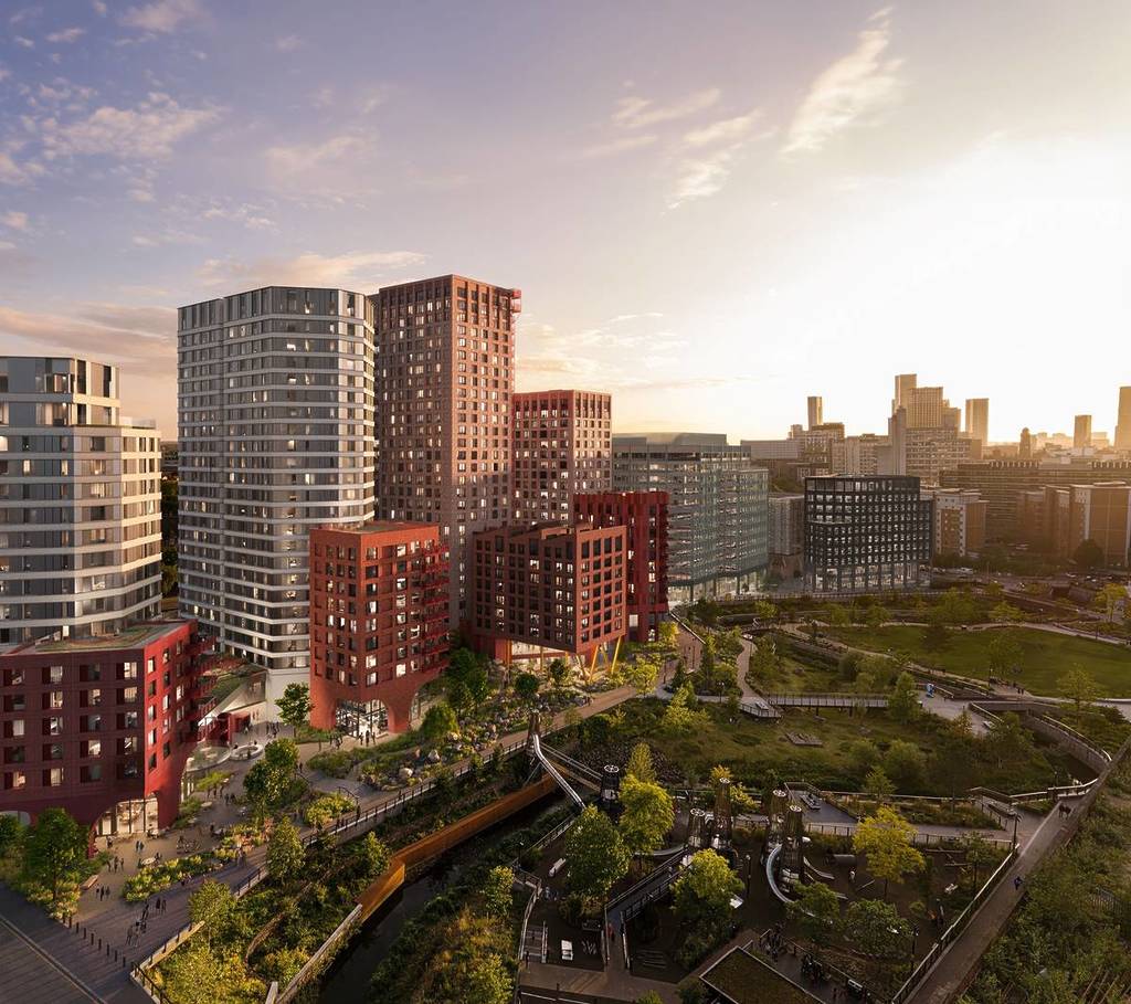 apartment blocks overlooking mayfield park in manchester