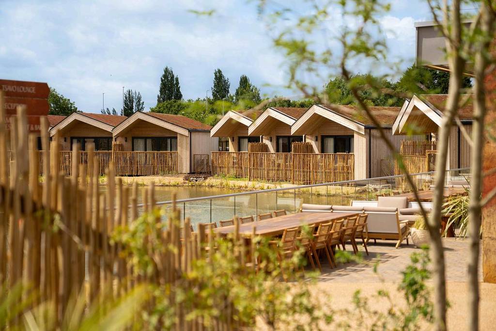 row of lodges at the reserve safari resort at chester zoo