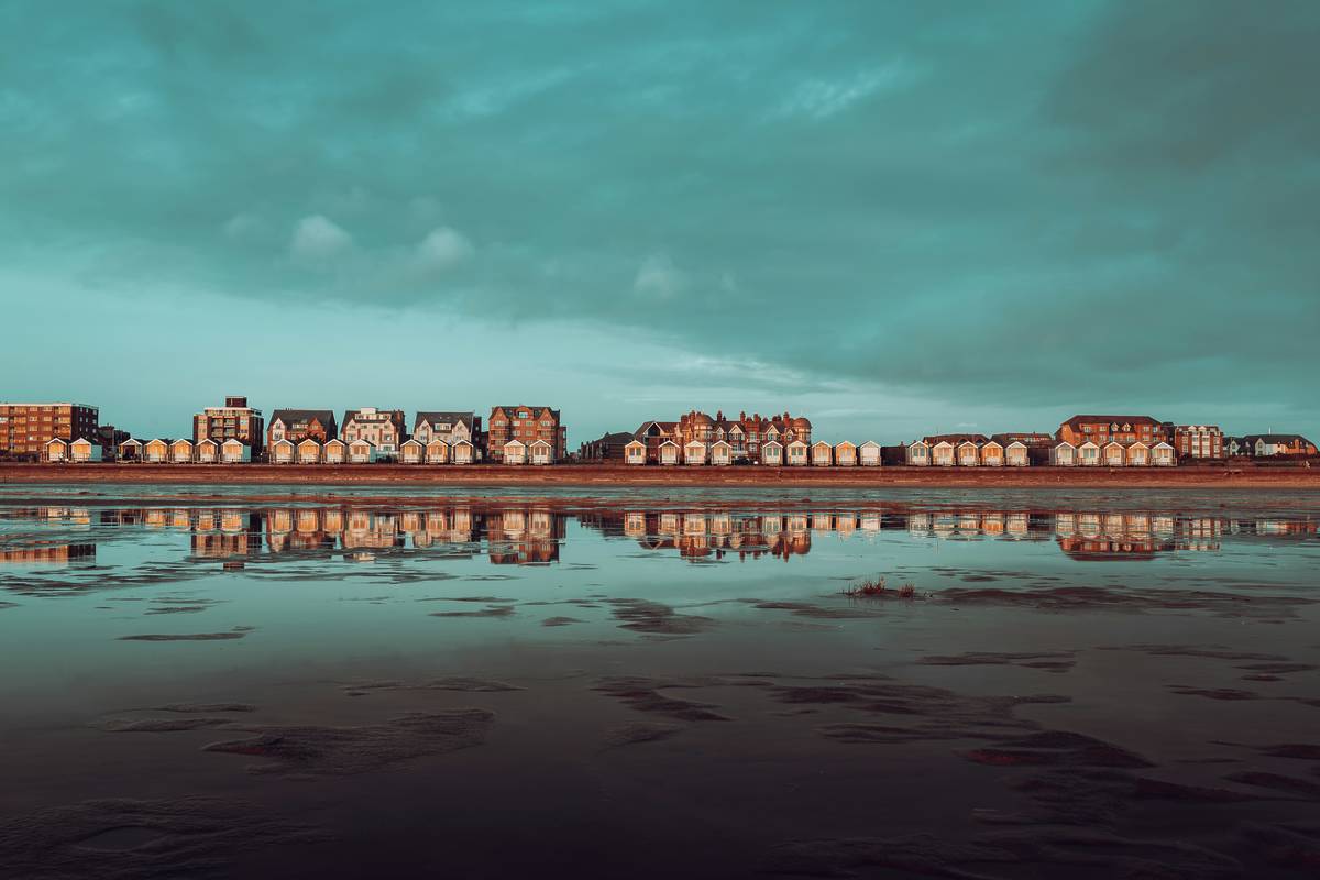 lytham st annes beach huts from sea angle