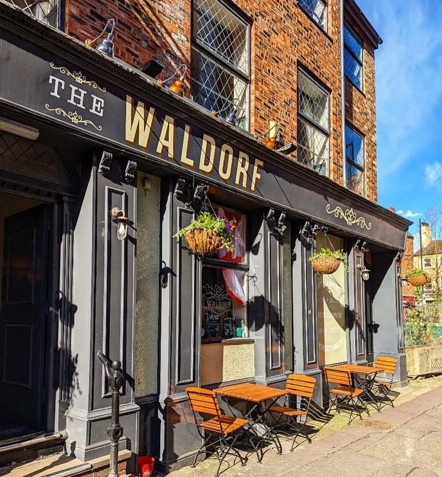 outside the waldorf pub in manchester