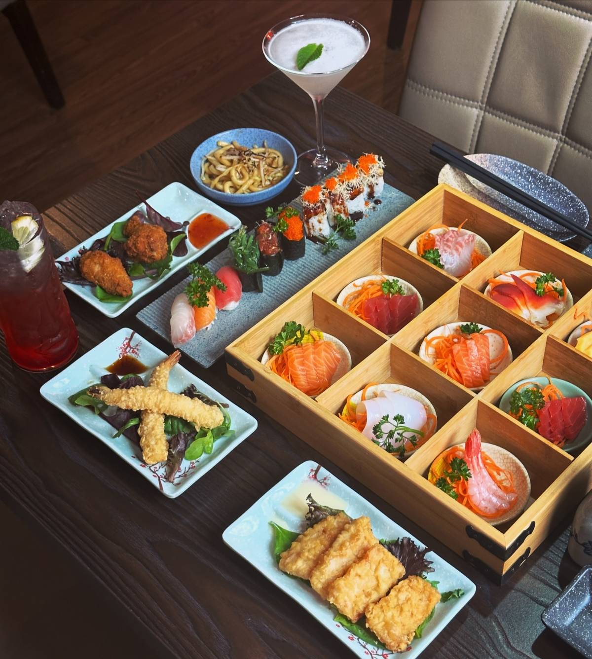 selection of sushi in bento boxes at sushi mami