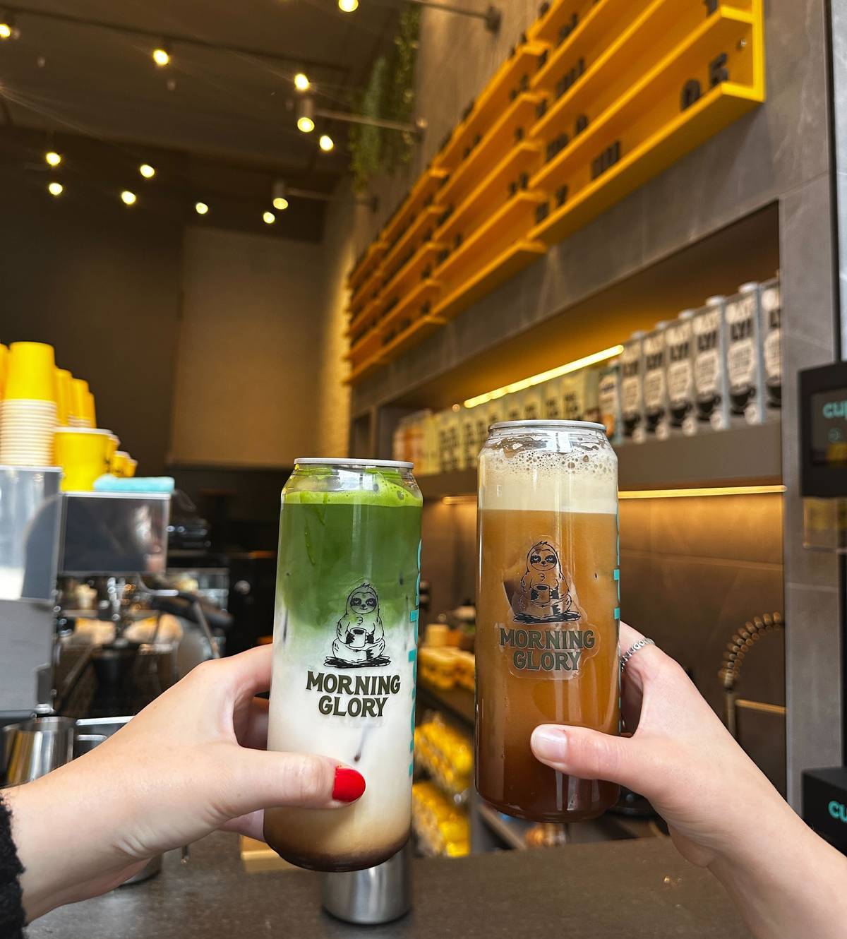 morning glory canned coffee and matcha held up northern quarter cafe manchester