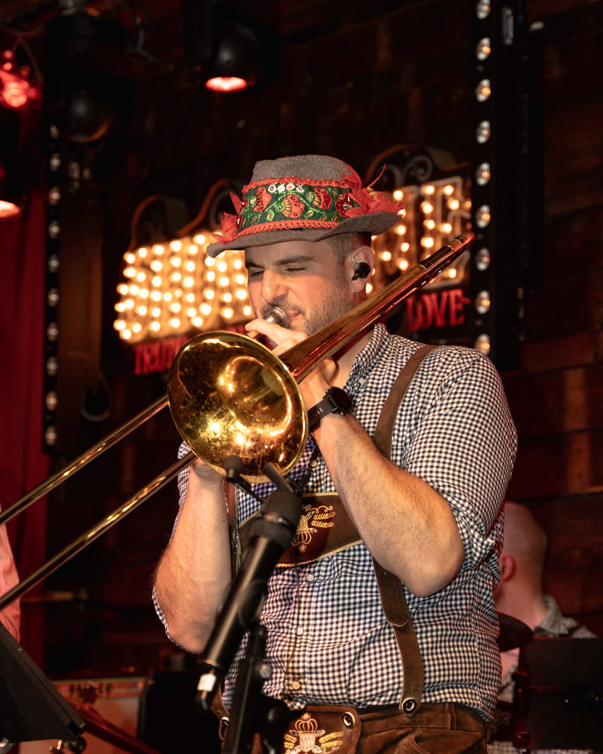 trombone player in oompah band