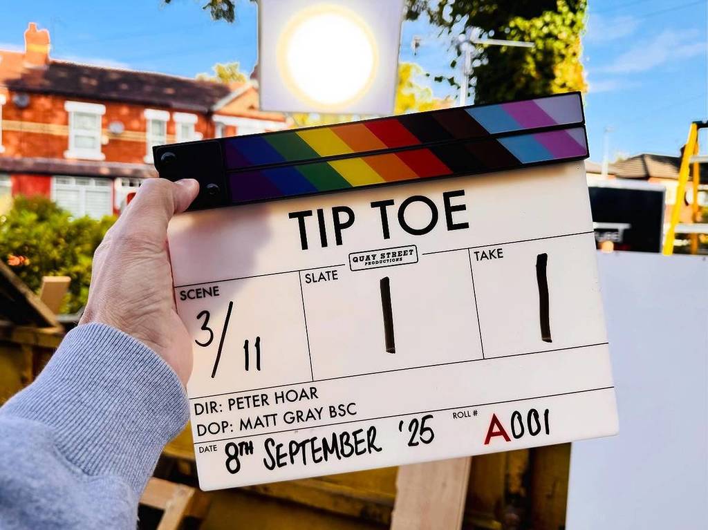 tip toe clapper board filming in manchester