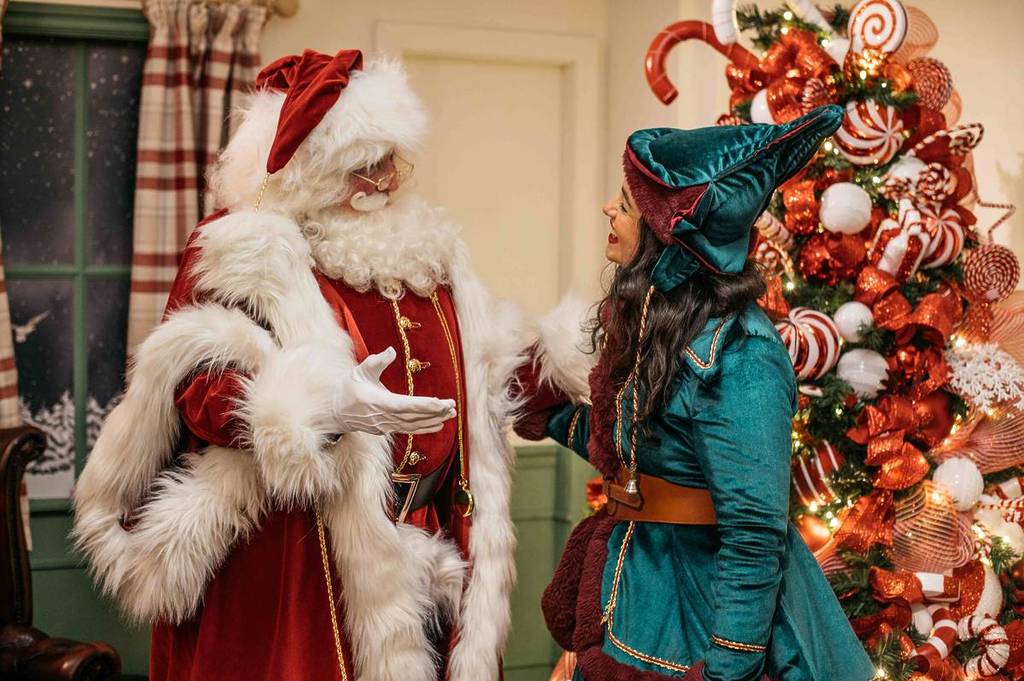 elf and father christmas at the grotto at the trafford centre